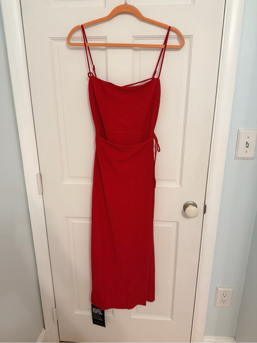 Astr Red Spaghetti-Strap Midi Dress